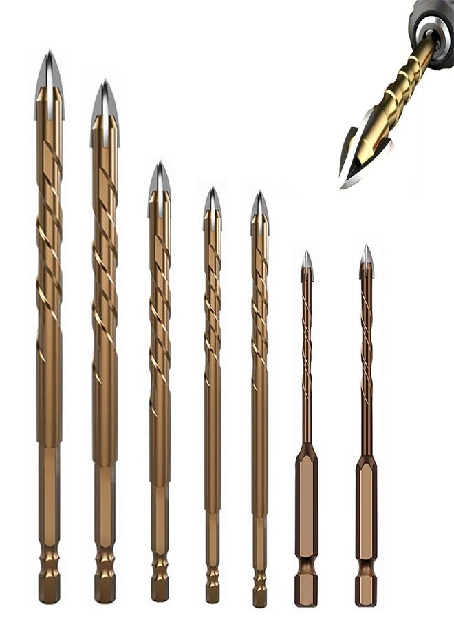 Serplex مجموعة رؤوس مثقاب كهربائية عالية التأثير من سيربلكس®، 7 قطع، مجموعة رؤوس مثقاب للبناء، مصنوعة من فولاذ سبيكي ممتاز، رؤوس من الكربيد، مقاسات من 3 مم إلى 12 مم، حفر فعال، متعددة الاستخدامات للزجاج والبلاط والطوب والبلاستيك والخشب - Image 1